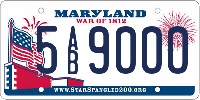 MD license plate 5AB9000