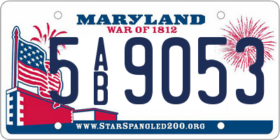 MD license plate 5AB9053
