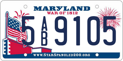 MD license plate 5AB9105