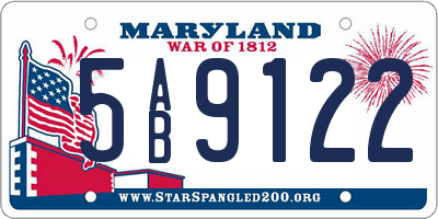 MD license plate 5AB9122