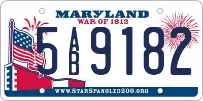 MD license plate 5AB9182