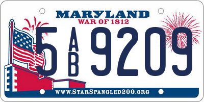 MD license plate 5AB9209