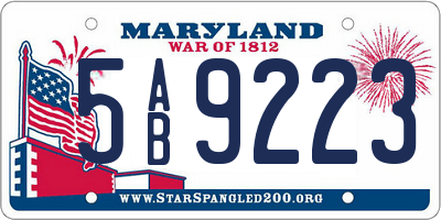 MD license plate 5AB9223
