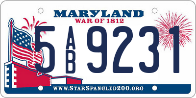 MD license plate 5AB9231