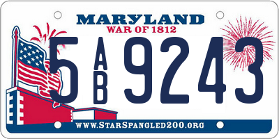 MD license plate 5AB9243