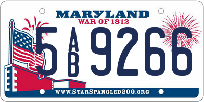 MD license plate 5AB9266