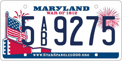 MD license plate 5AB9275