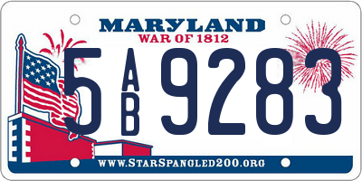 MD license plate 5AB9283
