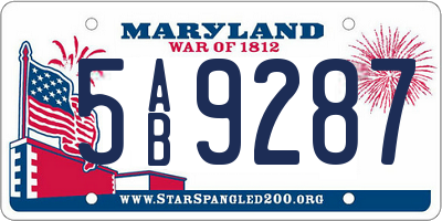 MD license plate 5AB9287