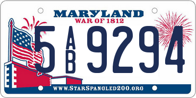 MD license plate 5AB9294