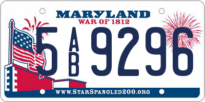 MD license plate 5AB9296