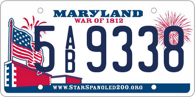 MD license plate 5AB9338