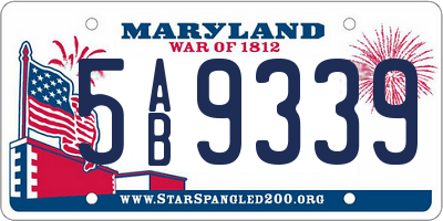 MD license plate 5AB9339