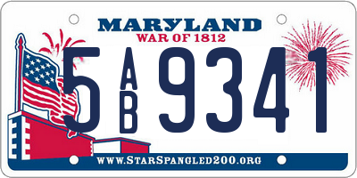 MD license plate 5AB9341