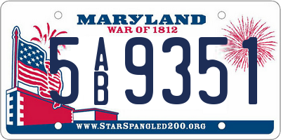 MD license plate 5AB9351
