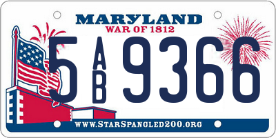 MD license plate 5AB9366