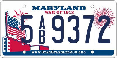 MD license plate 5AB9372