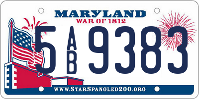 MD license plate 5AB9383