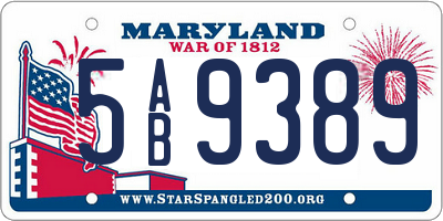 MD license plate 5AB9389