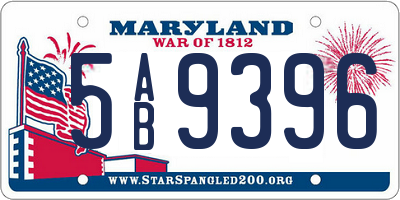 MD license plate 5AB9396