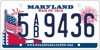 MD license plate 5AB9436