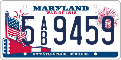 MD license plate 5AB9459