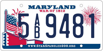 MD license plate 5AB9481