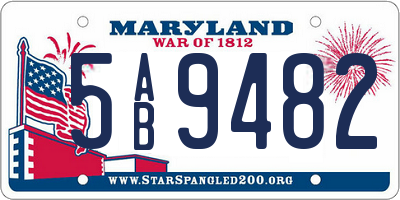 MD license plate 5AB9482