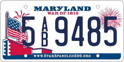 MD license plate 5AB9485
