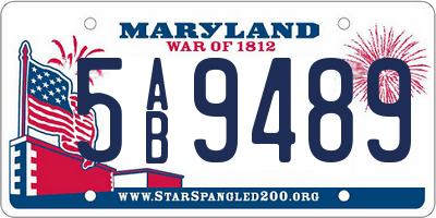 MD license plate 5AB9489