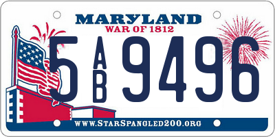MD license plate 5AB9496