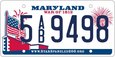 MD license plate 5AB9498