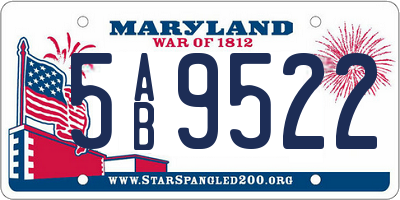 MD license plate 5AB9522