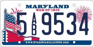 MD license plate 5AB9534
