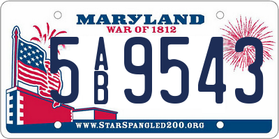 MD license plate 5AB9543