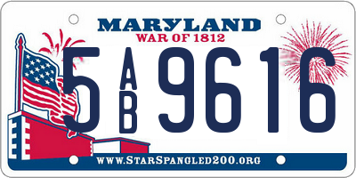 MD license plate 5AB9616