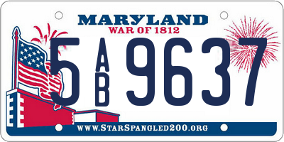 MD license plate 5AB9637