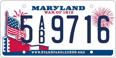 MD license plate 5AB9716