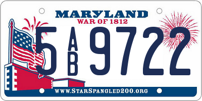 MD license plate 5AB9722