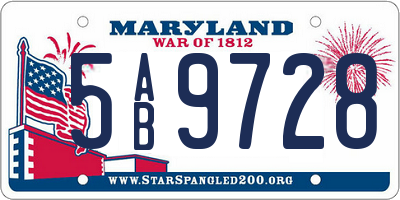 MD license plate 5AB9728