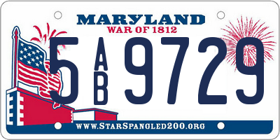 MD license plate 5AB9729