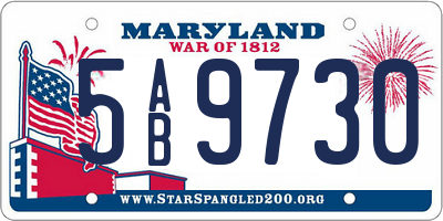 MD license plate 5AB9730