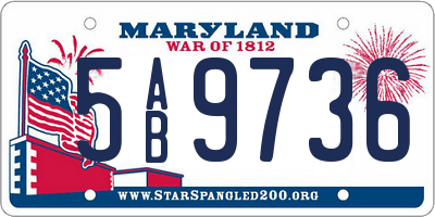 MD license plate 5AB9736
