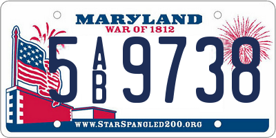 MD license plate 5AB9738