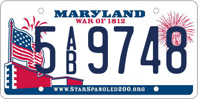 MD license plate 5AB9748