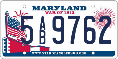MD license plate 5AB9762