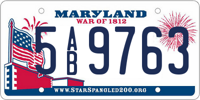 MD license plate 5AB9763