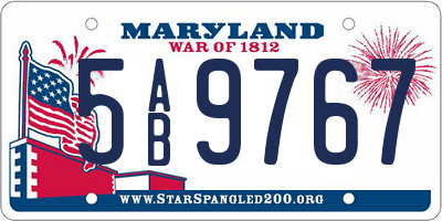 MD license plate 5AB9767