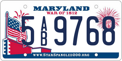 MD license plate 5AB9768