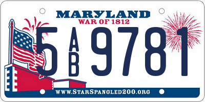 MD license plate 5AB9781